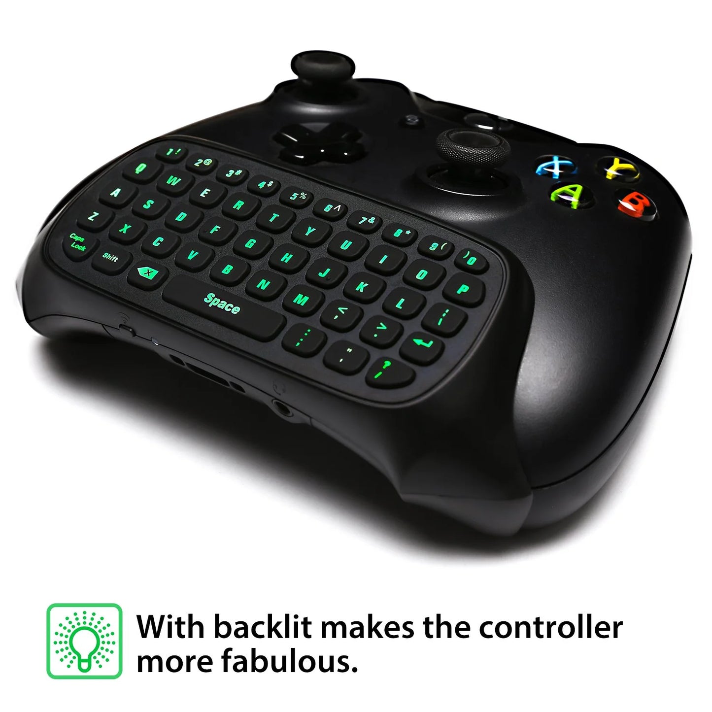Wireless Keyboard for Xbox One Controller,Xbox Series X/S,Green Backlight Gaming Chatpad Keypad with USB Receiver 3.5Mm Audio Jack,Xbox Accessories for Xbox One/One S/Elite/2 Controller, Black