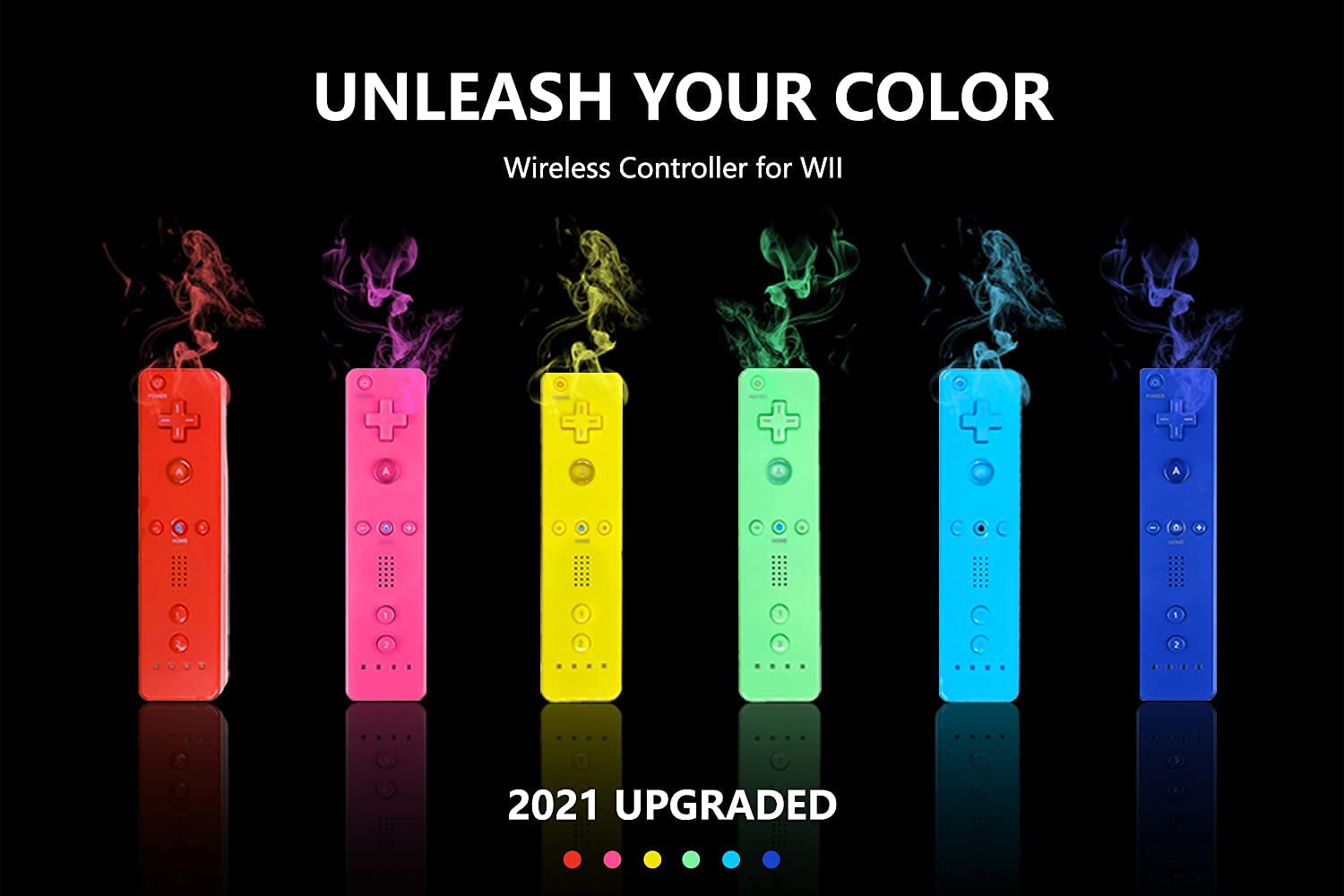 Wii Controller Pack - 2 Remote Controllers with Silicone Case and Wrist Strap for Wii U (Black and Blue)