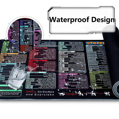 Office Excel Cheat Sheet Desk Pad Mat, XL Excel Shortcuts Mouse Pad Gaming, Large Mouse Pads for Desk, 31.5”X11.8” Desk Matt for Desktop, Waterproof anti Slip Computer Keyboard Pad with Shortcuts
