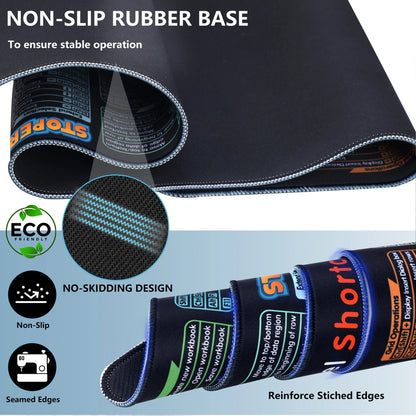 Office Excel Cheat Sheet Desk Pad Mat, XL Excel Shortcuts Mouse Pad Gaming, Large Mouse Pads for Desk, 31.5”X11.8” Desk Matt for Desktop, Waterproof anti Slip Computer Keyboard Pad with Shortcuts