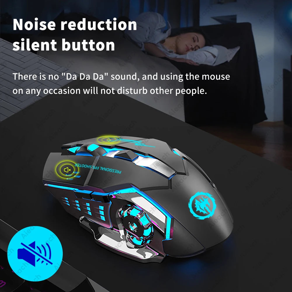 Rechargeable Wireless Mouse Gaming Computer Silent Bluetooth Mouse USB Mechanical E-Sports Backlight PC Gamer Mouse for Computer