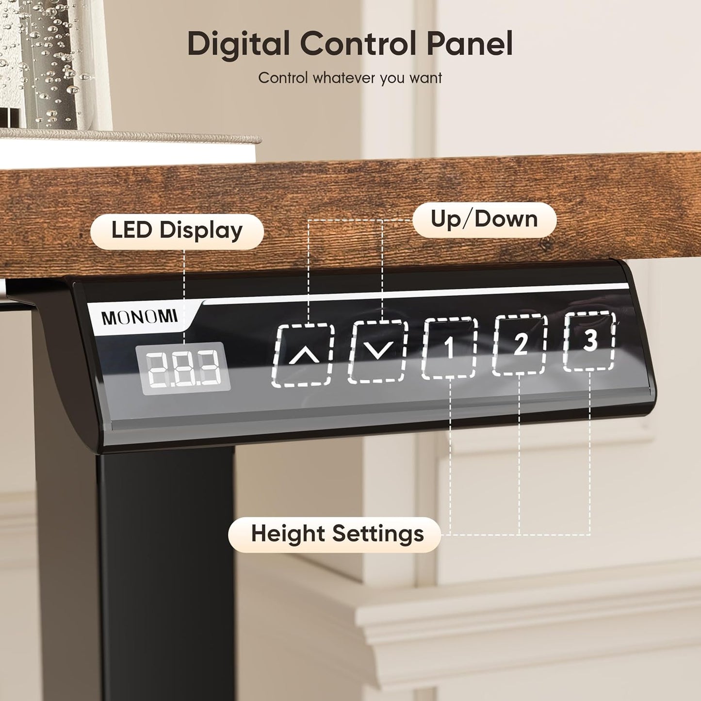 Electric Standing Desk, Height Adjustable Desk 55X 28 Inches, Ergonomic Home Office Sit Stand up Desk with Memory Preset Controller (Black Frame/Rustic Brown Top)