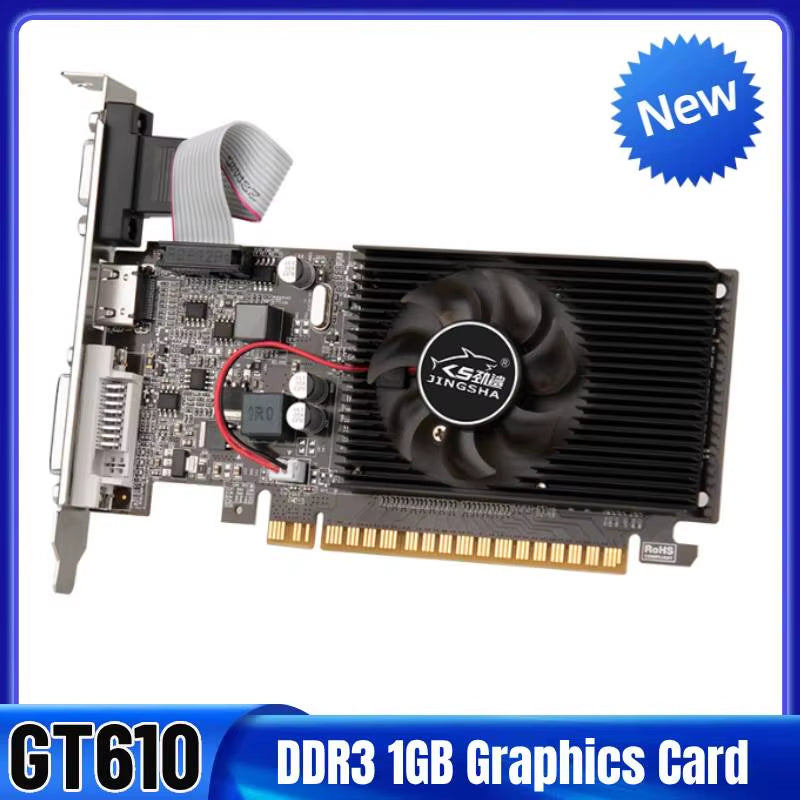 GT610 Graphics Card 64 Bits Pciex16 2.0 HD VGA DVI Interface for Desktop Gaming Computer 810MHZ DDR3 1GB Computer Graphics Card