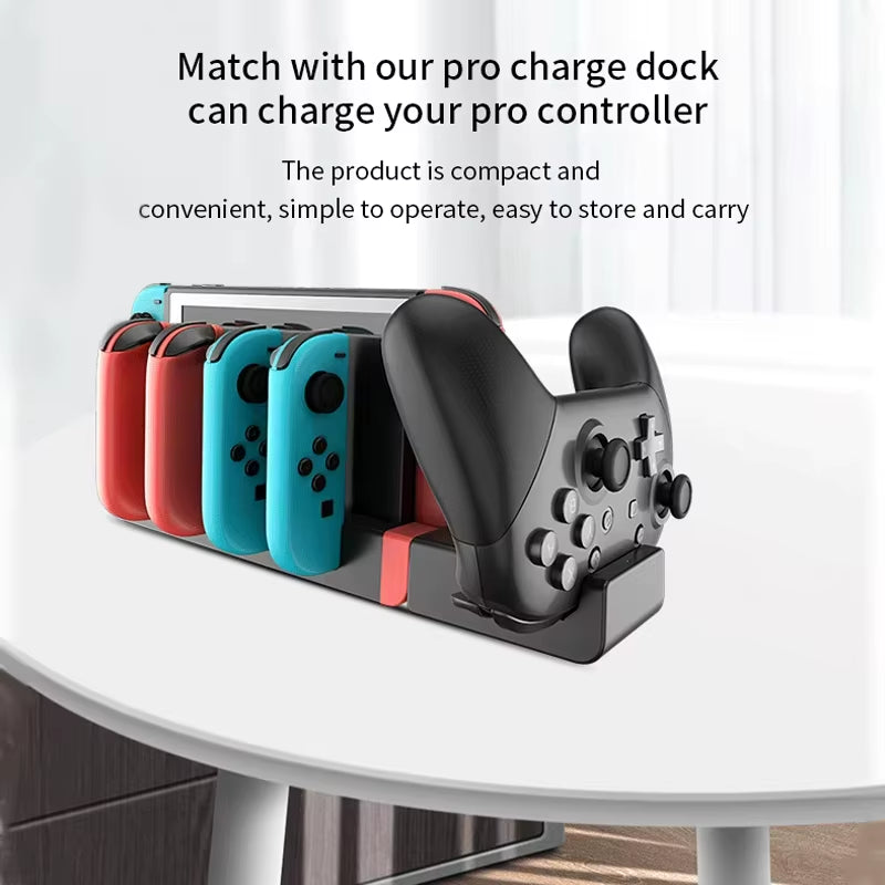 For Nintendo Switch Joycon Controller Charger Dock Stand Supports 4 Joycon Controllers and Switch Pro Game Dock Charging