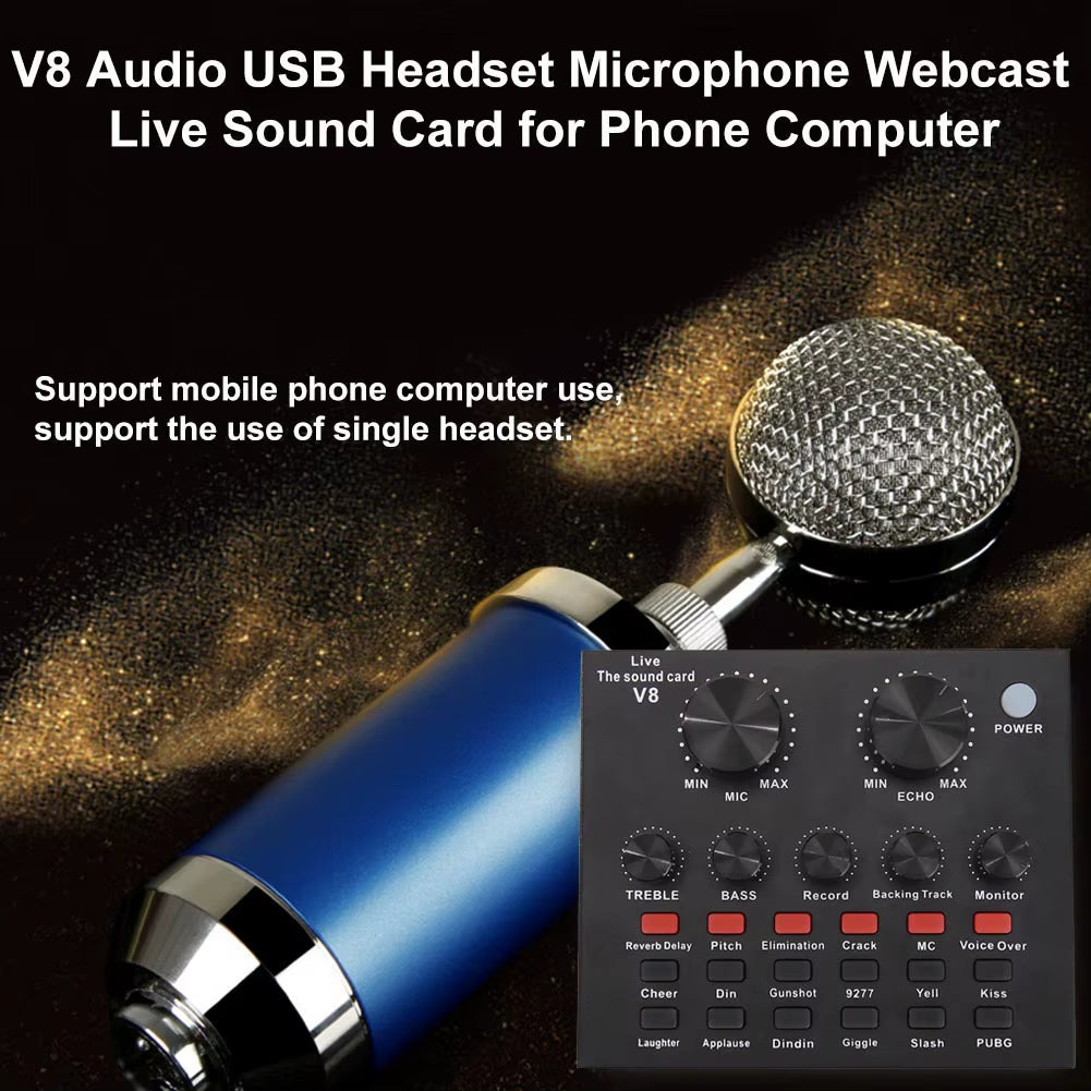 Freeboss Bluetooth Computer Record Sound Card USB Record 6 Channel Digital Effects Audio Mixer for Mobile Phone Computer PC