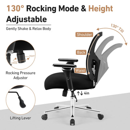 Ergonomic Office Desk Chair 500Lbs, Heavy Duty Computer Chair with Adjustable Armrest, Computer Executive Desk Chair , Lumbar Support, Black