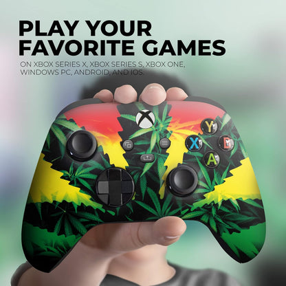 Green Weed Grass Custom X-Box Controller Wireless Compatible with X-Box One/Series X/S Proudly Customized in USA with Permanent HYDRO-DIP Printing (NOT JUST a SKIN)