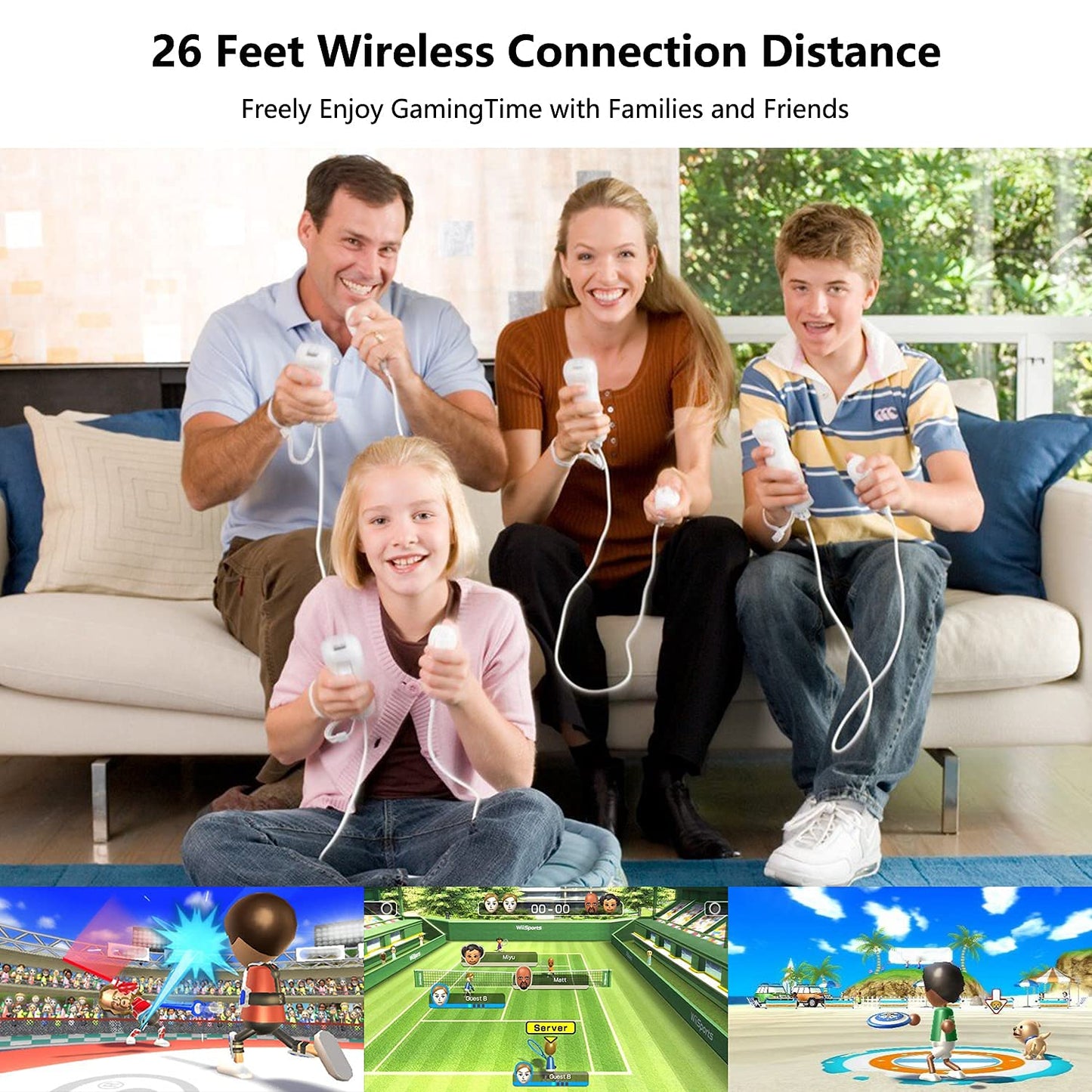 Wii Controller Pack - 2 Remote Controllers with Silicone Case and Wrist Strap for Wii U (Black and Blue)