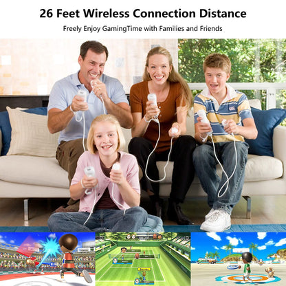 Wii Controller Pack - 2 Remote Controllers with Silicone Case and Wrist Strap for Wii U (Black and Blue)