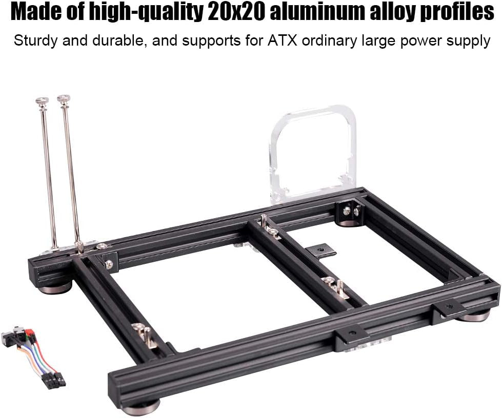 ITX Test Bench Computer Case PC Test Bench, ITX Computer Open Air Case Bracket Aluminum DIY Bare Frame, ATX Case Open Air Computer Case ITX Motherboard Test Bench-Black