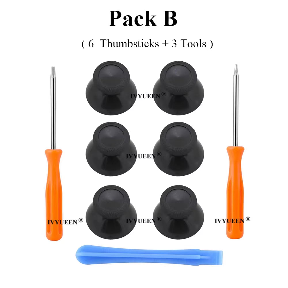 6 Pcs Black 3D Analog Joystick Stick for Xbox One X Elite S Slim Controller Analogue Thumbsticks Caps Mushroom with Tool