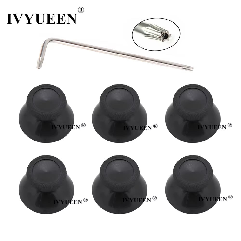 6 Pcs Black 3D Analog Joystick Stick for Xbox One X Elite S Slim Controller Analogue Thumbsticks Caps Mushroom with Tool