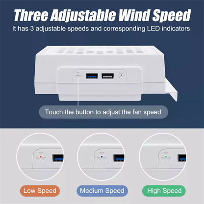LED Cooling Fan Atmosphere Light 3 Gears Adjustable 5V 2.4A Console Fan 7 Lighting Modes Gaming Accessories for Xbox Series S
