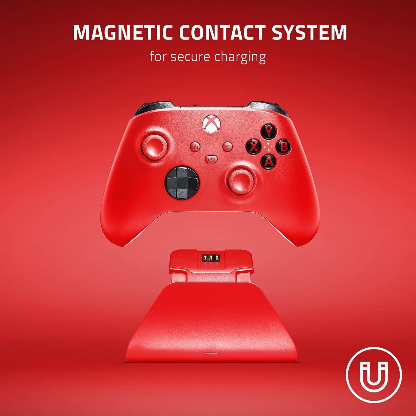 Universal Quick Charging Stand for Xbox Series X|S: Magnetic Secure Charging - Perfectly Matches Xbox Wireless Controllers - USB Powered - Electric Volt (Controller Sold Separately)