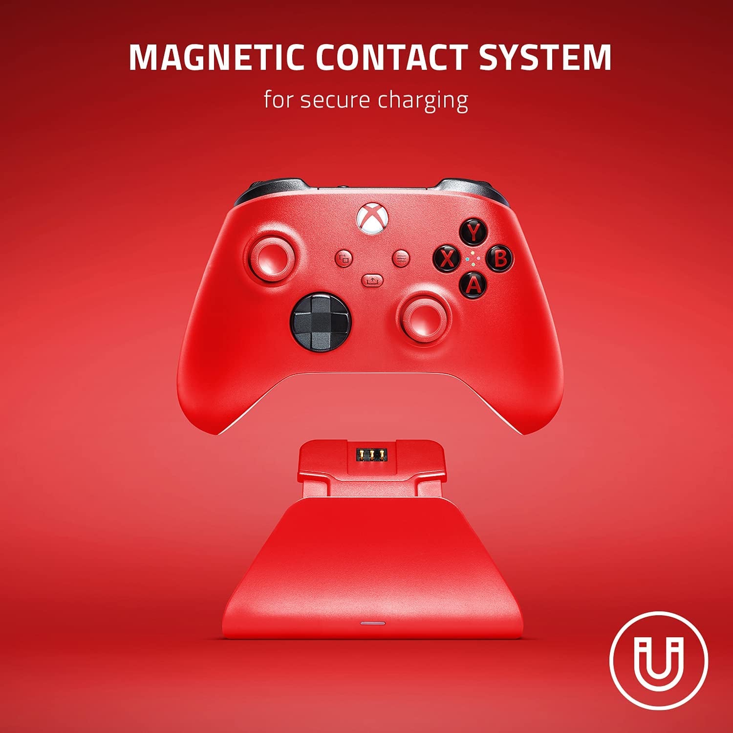 Universal Quick Charging Stand for Xbox Series X|S: Magnetic Secure Charging - Perfectly Matches Xbox Wireless Controllers - USB Powered - Electric Volt (Controller Sold Separately)