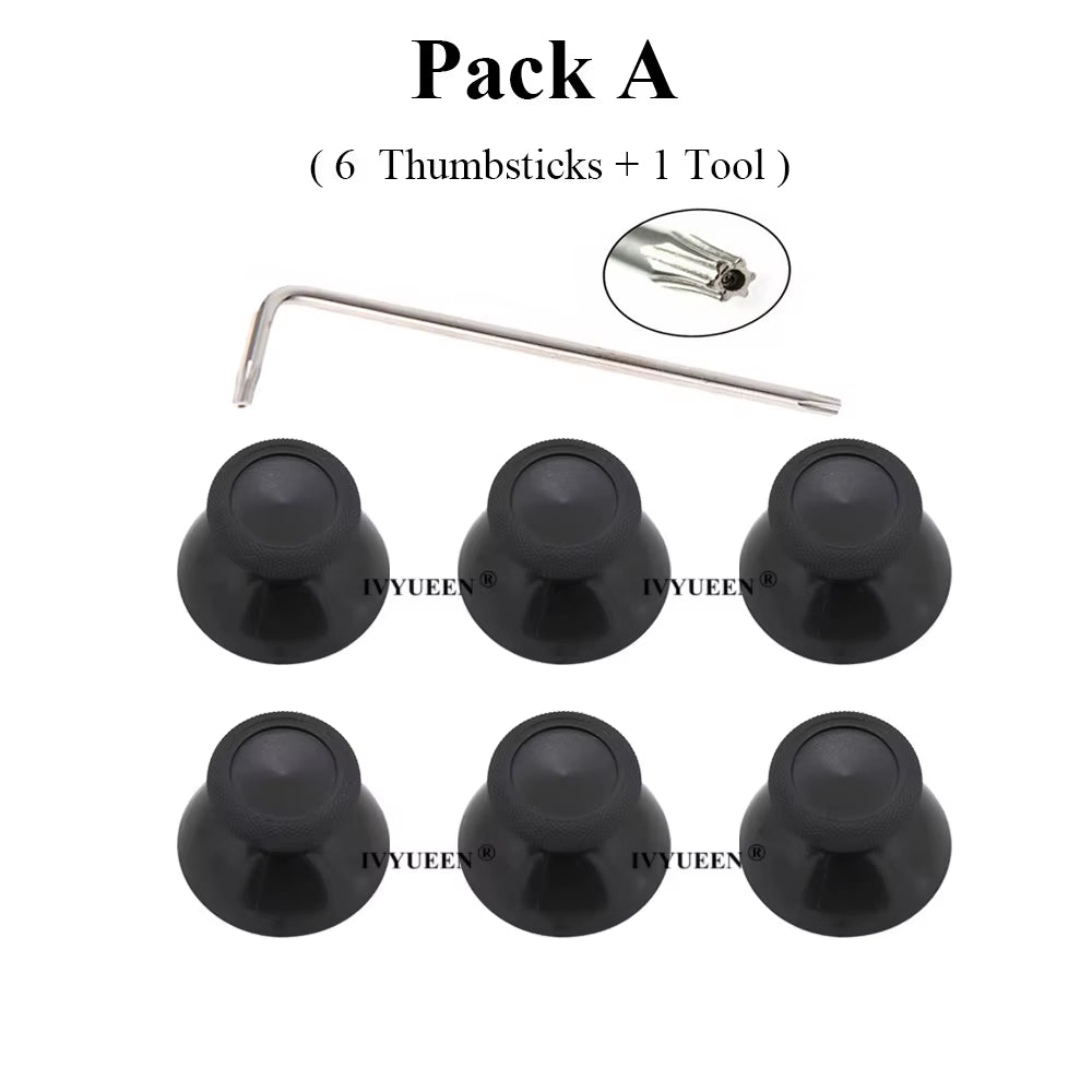 6 Pcs Black 3D Analog Joystick Stick for Xbox One X Elite S Slim Controller Analogue Thumbsticks Caps Mushroom with Tool