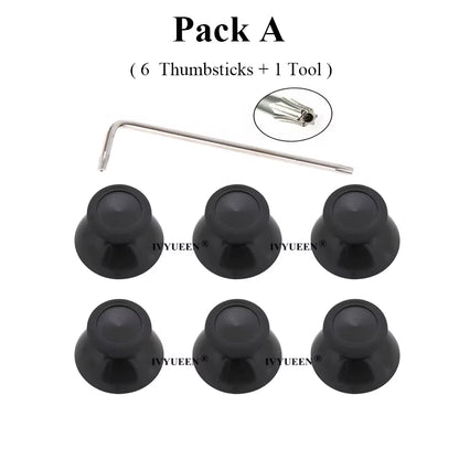 6 Pcs Black 3D Analog Joystick Stick for Xbox One X Elite S Slim Controller Analogue Thumbsticks Caps Mushroom with Tool