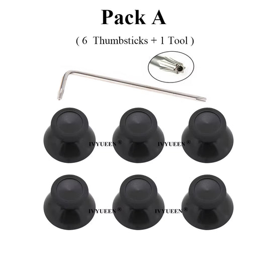 6 Pcs Black 3D Analog Joystick Stick for Xbox One X Elite S Slim Controller Analogue Thumbsticks Caps Mushroom with Tool