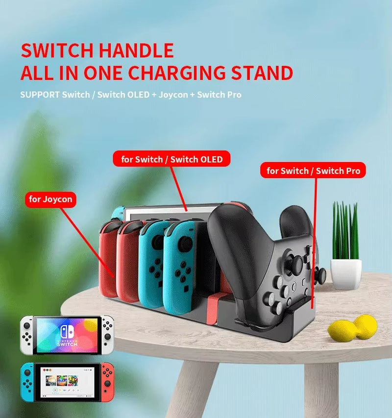 For Nintendo Switch Joycon Controller Charger Dock Stand Supports 4 Joycon Controllers and Switch Pro Game Dock Charging