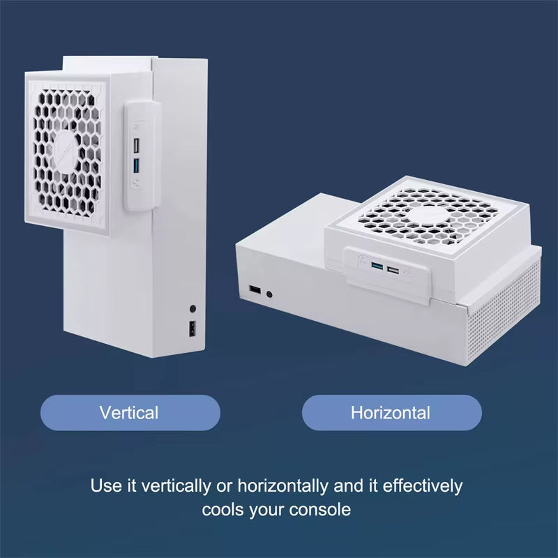LED Cooling Fan Atmosphere Light 3 Gears Adjustable 5V 2.4A Console Fan 7 Lighting Modes Gaming Accessories for Xbox Series S