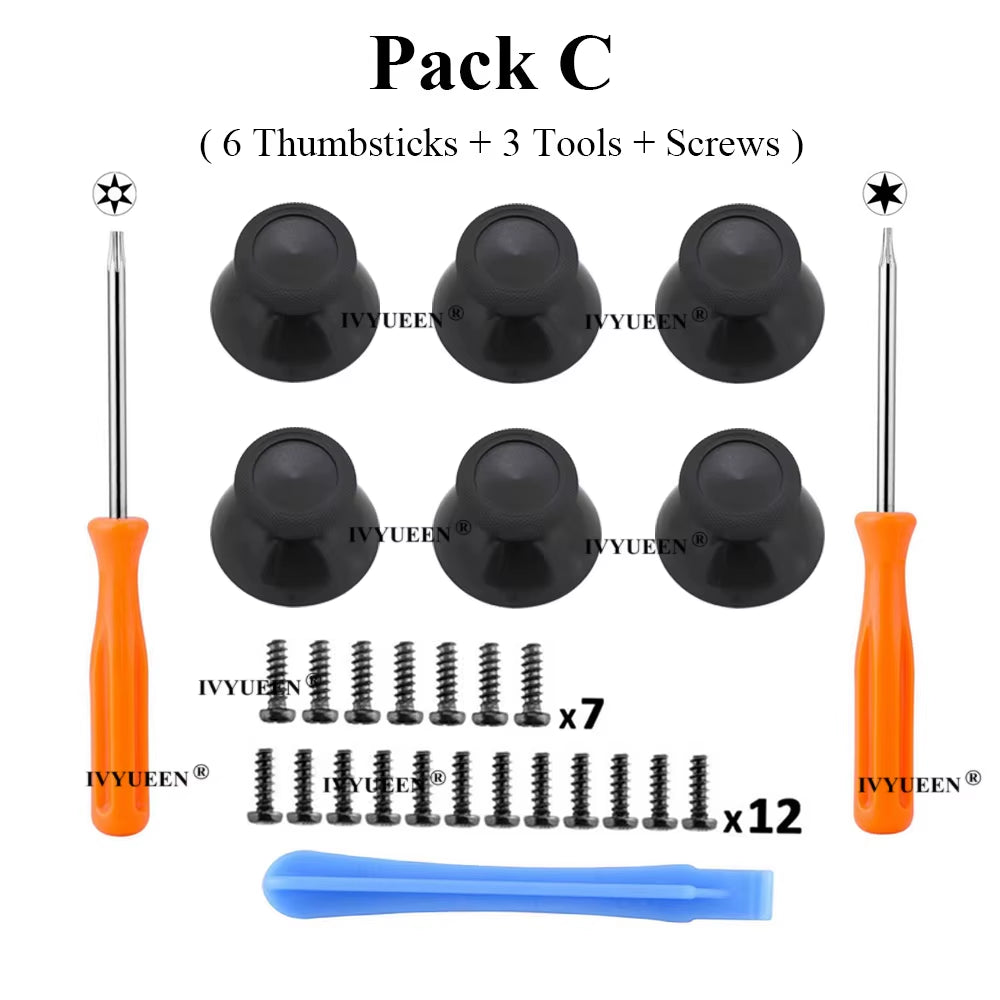 6 Pcs Black 3D Analog Joystick Stick for Xbox One X Elite S Slim Controller Analogue Thumbsticks Caps Mushroom with Tool