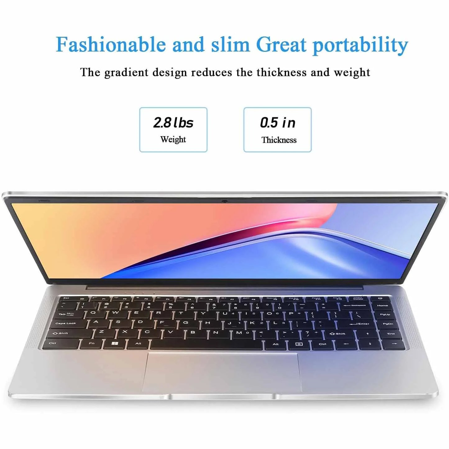 14.1" Student Laptop Computer Windows 11 Pro Office 2024 Privacy Camera 6GB RAM 512GB SSD 2.6 Ghz Wifi5 BT 4.2 Lightweight Business Laptop Computer