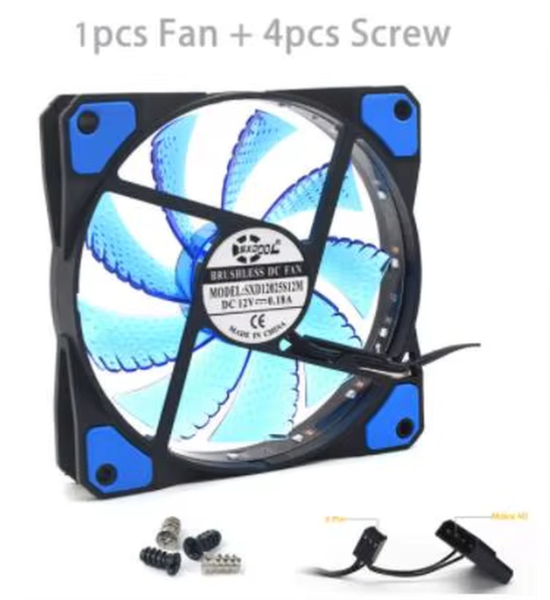 120Mm PC Computer Ultra Silent LED Cooling Fan Radiator, 12CM 120X120X25Mm 12V Computer Fan, 12VDC 3P IDE 4D(2Wire)