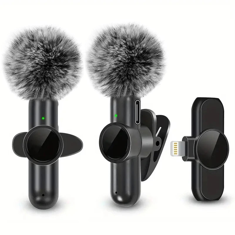 Wireless Lavalier Microphone with Windproof Cover Audio Video Recording Mini Mic for Iphone Android Mobile Phone Microphone