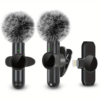 Wireless Lavalier Microphone with Windproof Cover Audio Video Recording Mini Mic for Iphone Android Mobile Phone Microphone
