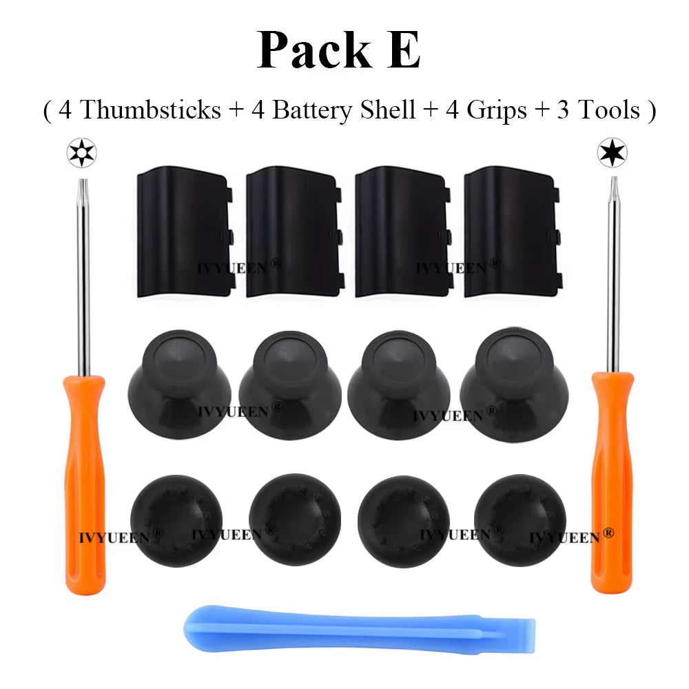 6 Pcs Black 3D Analog Joystick Stick for Xbox One X Elite S Slim Controller Analogue Thumbsticks Caps Mushroom with Tool
