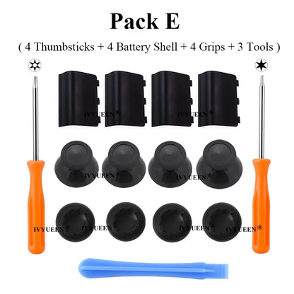 6 Pcs Black 3D Analog Joystick Stick for Xbox One X Elite S Slim Controller Analogue Thumbsticks Caps Mushroom with Tool