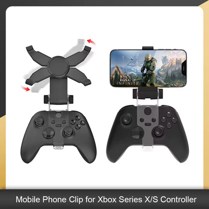 Mobile Phone Bracket Clip Cell Phone Clamp for Xbox Series X/S Wireless Controller Gamepad with Rotating Mobile Phone Holder