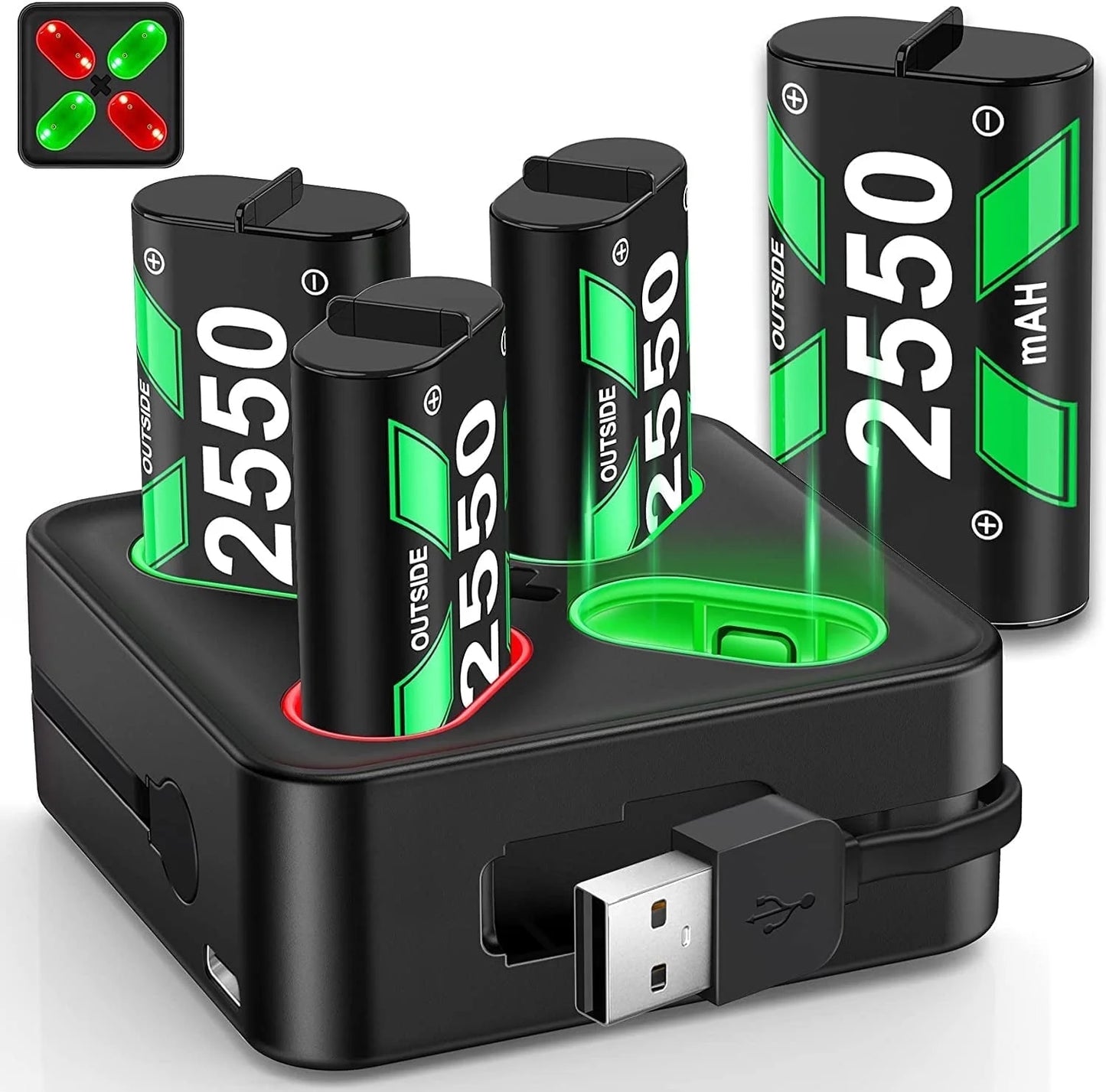 4X5520Mwh Xbox Rechargeable Battery Pack for Xbox Series X Controller,Black