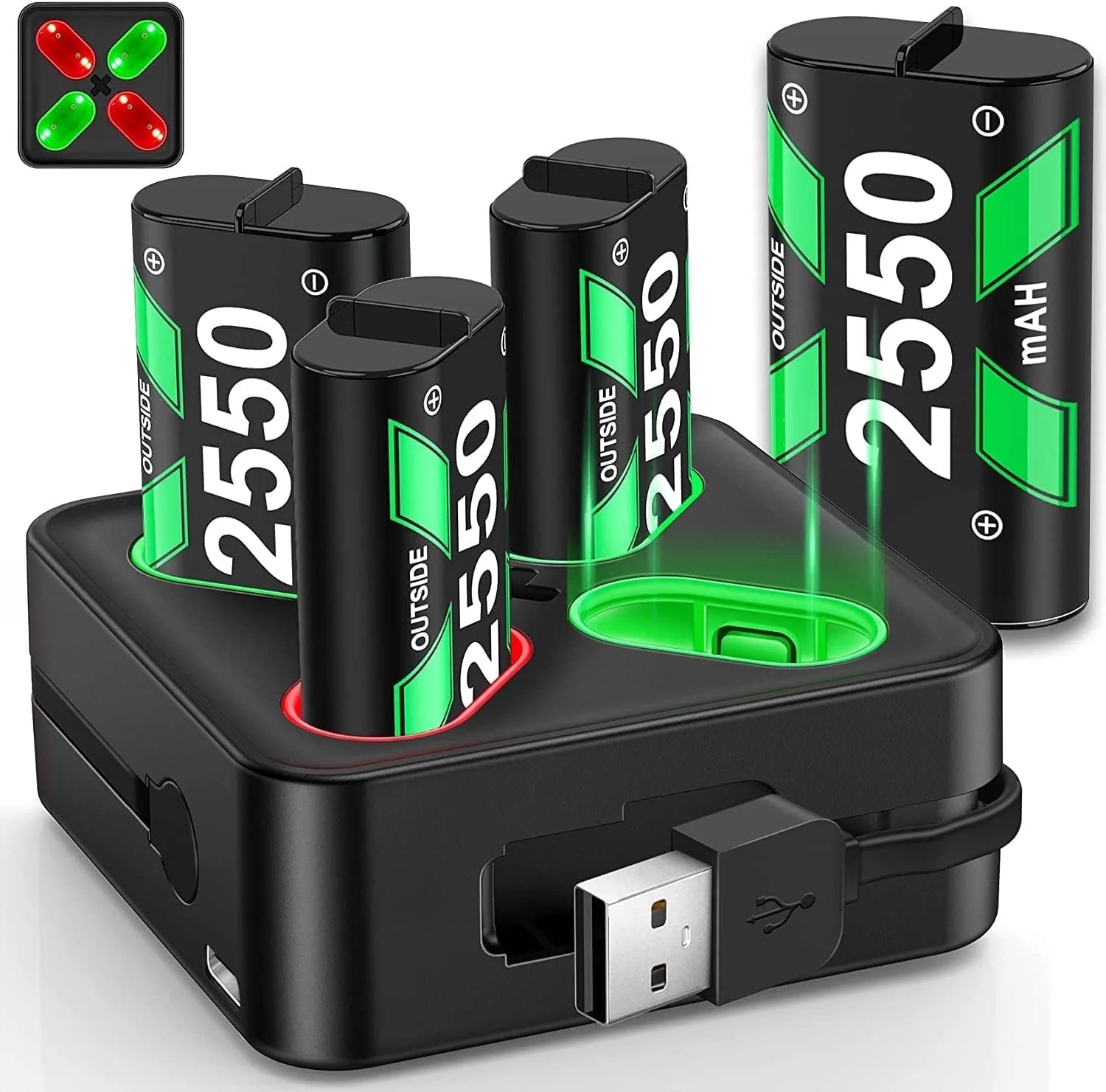 4X5520Mwh Xbox Rechargeable Battery Pack for Xbox Series X Controller,Black