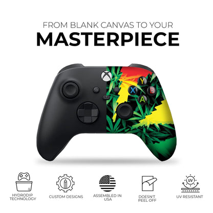 Green Weed Grass Custom X-Box Controller Wireless Compatible with X-Box One/Series X/S Proudly Customized in USA with Permanent HYDRO-DIP Printing (NOT JUST a SKIN)