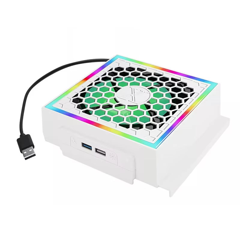 LED Cooling Fan Atmosphere Light 3 Gears Adjustable 5V 2.4A Console Fan 7 Lighting Modes Gaming Accessories for Xbox Series S