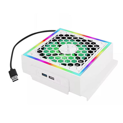 LED Cooling Fan Atmosphere Light 3 Gears Adjustable 5V 2.4A Console Fan 7 Lighting Modes Gaming Accessories for Xbox Series S