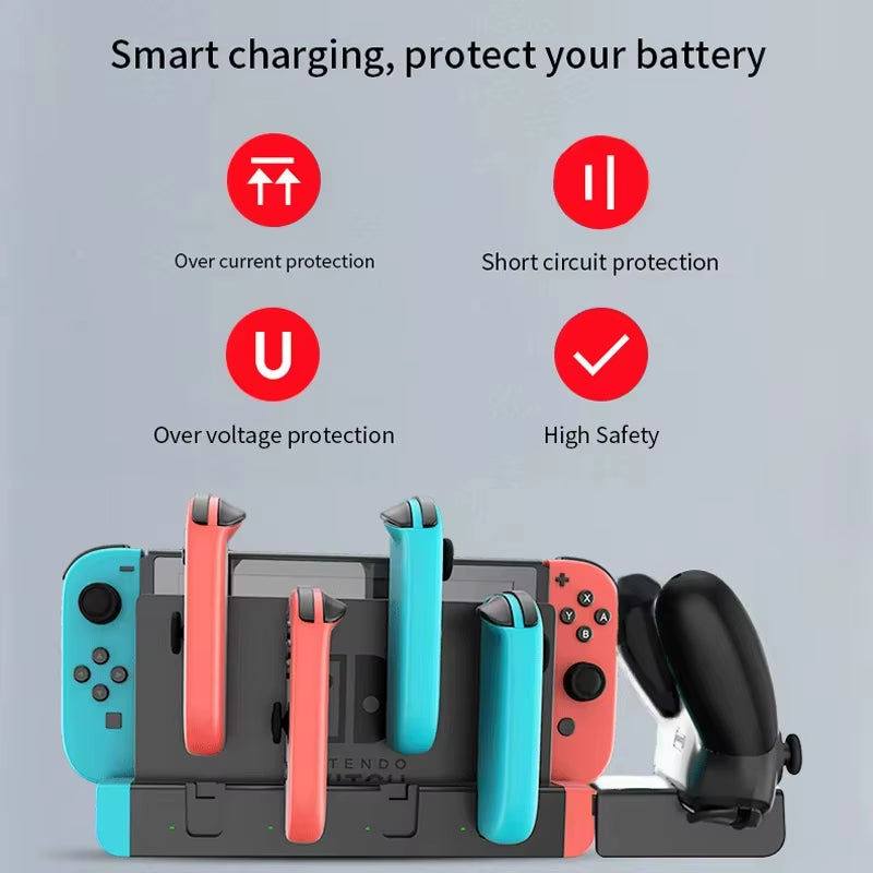 For Nintendo Switch Joycon Controller Charger Dock Stand Supports 4 Joycon Controllers and Switch Pro Game Dock Charging