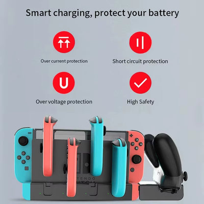 For Nintendo Switch Joycon Controller Charger Dock Stand Supports 4 Joycon Controllers and Switch Pro Game Dock Charging