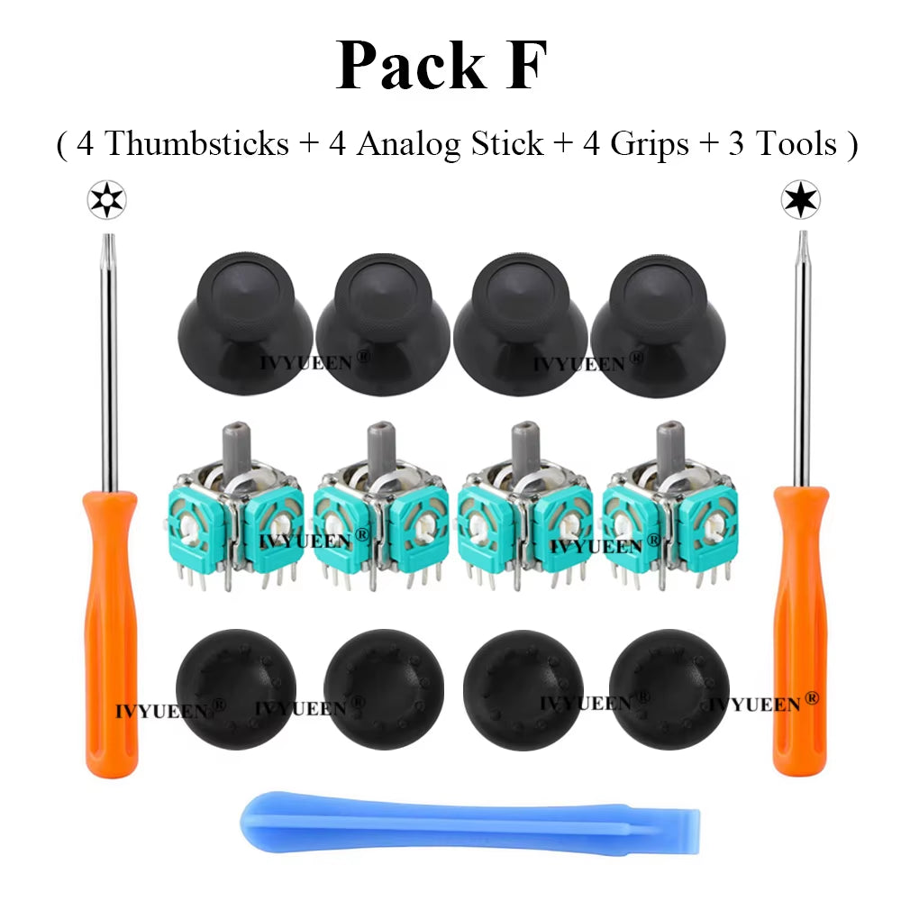 6 Pcs Black 3D Analog Joystick Stick for Xbox One X Elite S Slim Controller Analogue Thumbsticks Caps Mushroom with Tool
