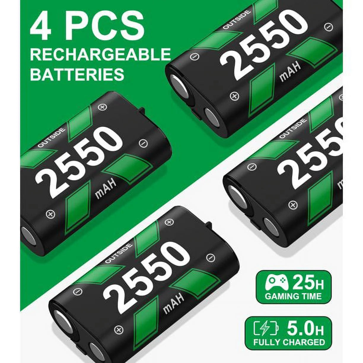 4X5520Mwh Xbox Rechargeable Battery Pack for Xbox Series X Controller,Black