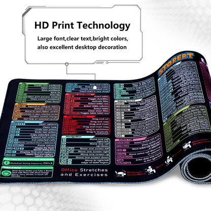 Office Excel Cheat Sheet Desk Pad Mat, XL Excel Shortcuts Mouse Pad Gaming, Large Mouse Pads for Desk, 31.5”X11.8” Desk Matt for Desktop, Waterproof anti Slip Computer Keyboard Pad with Shortcuts