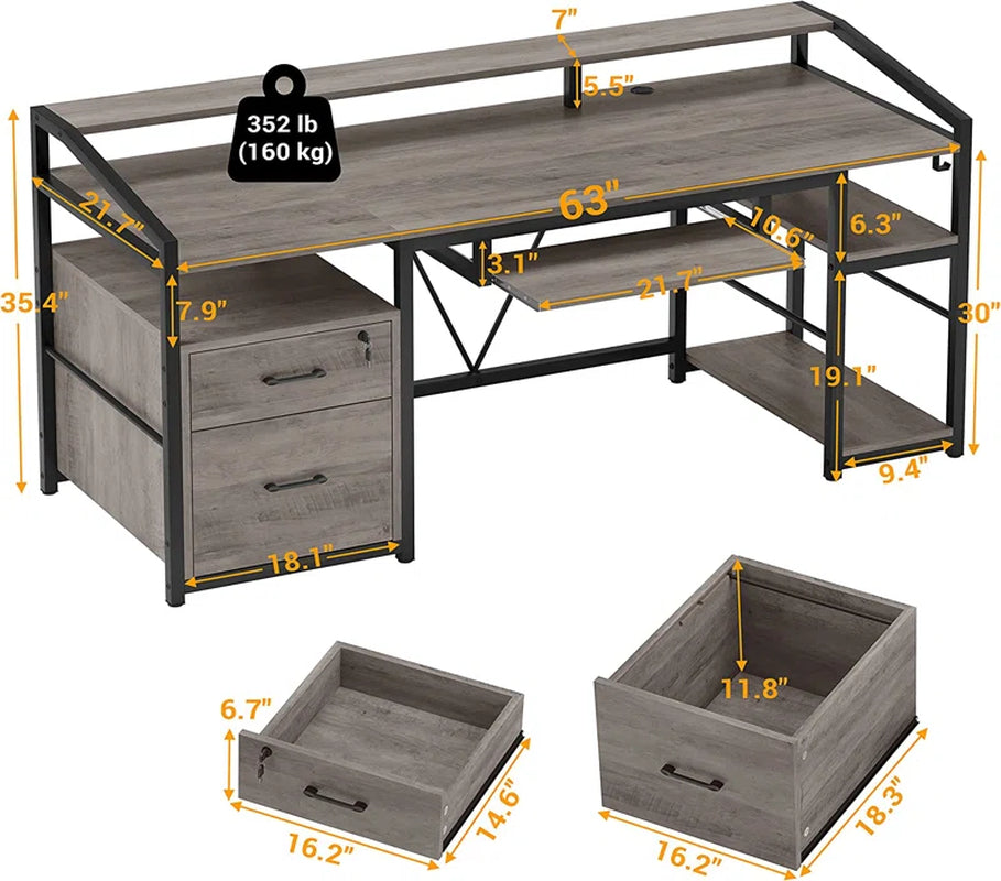 Ralphio Metal Base Computer Desk