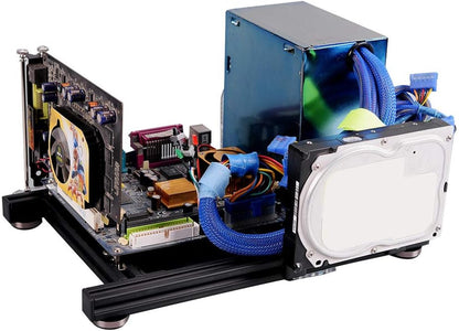 ITX Test Bench Computer Case PC Test Bench, ITX Computer Open Air Case Bracket Aluminum DIY Bare Frame, ATX Case Open Air Computer Case ITX Motherboard Test Bench-Black