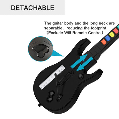 Wireless Wii Guitar Hero for Wii Contoller Compatible with Guitar Hero Wii and Rock Band 2 Games (Excluding Rock Band 1) Black Color