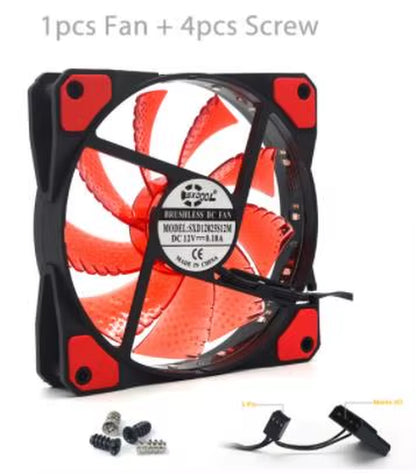 120Mm PC Computer Ultra Silent LED Cooling Fan Radiator, 12CM 120X120X25Mm 12V Computer Fan, 12VDC 3P IDE 4D(2Wire)