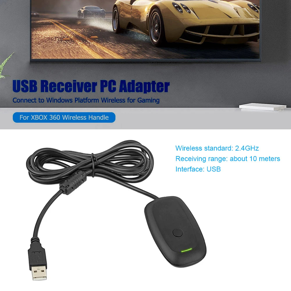 Portable Game Console Controller PC Receiver Supports Windows Xp/Vista System Wireless Gamepad USB Receiver for Xbox360 Console