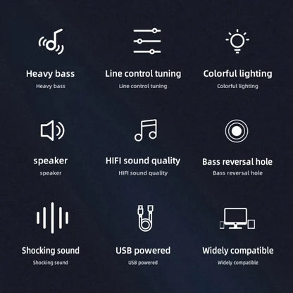 Computer Speakers PC Sound Box HIFI Stereo Microphone USB Wired with LED Light for Desktop Computer