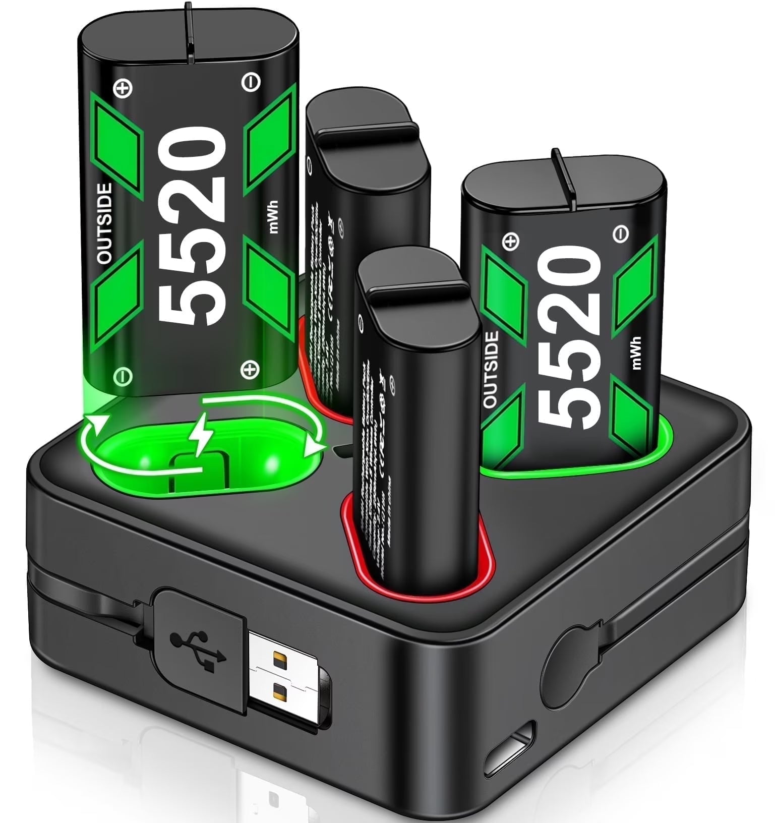 4X5520Mwh Xbox Rechargeable Battery Pack for Xbox Series X Controller,Black