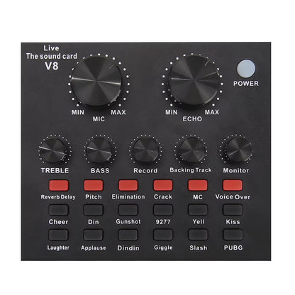 Freeboss Bluetooth Computer Record Sound Card USB Record 6 Channel Digital Effects Audio Mixer for Mobile Phone Computer PC